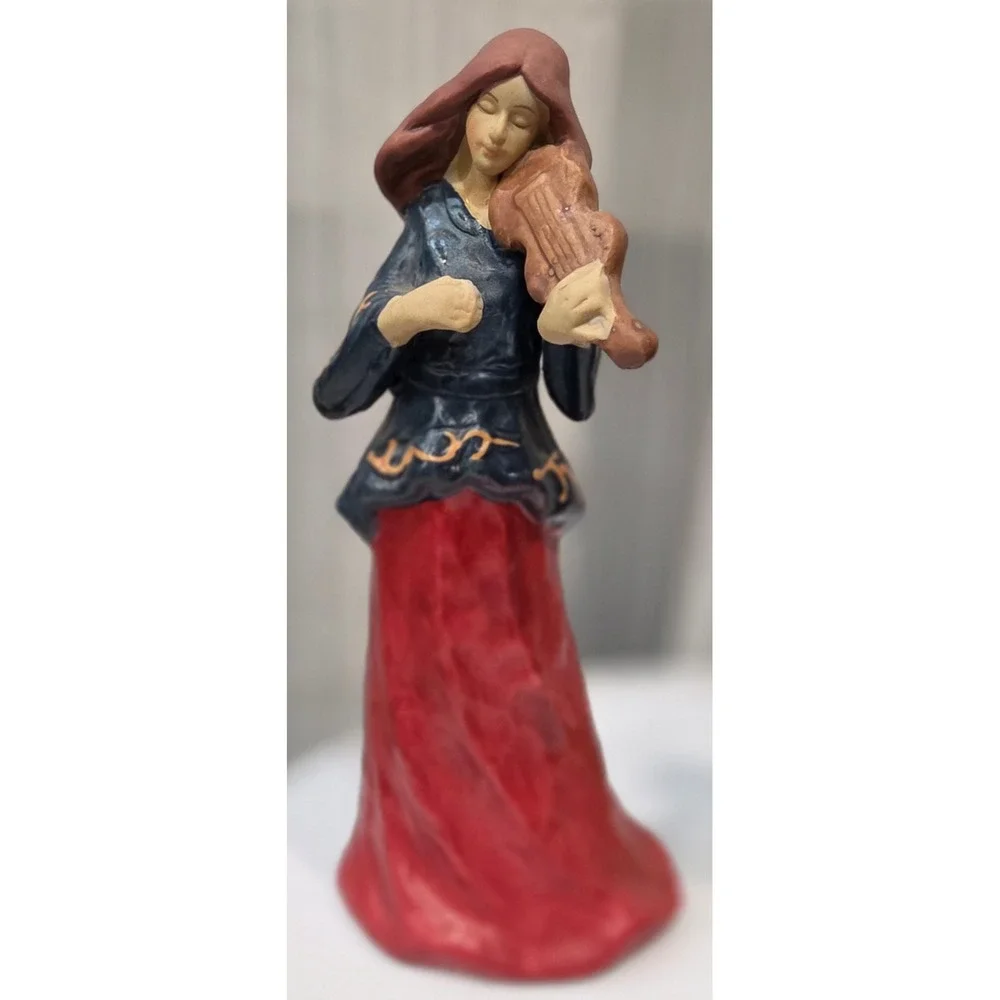 Greenbrier International Figurines Set/3 Ceramic Violin Lyre Tambourine Statues